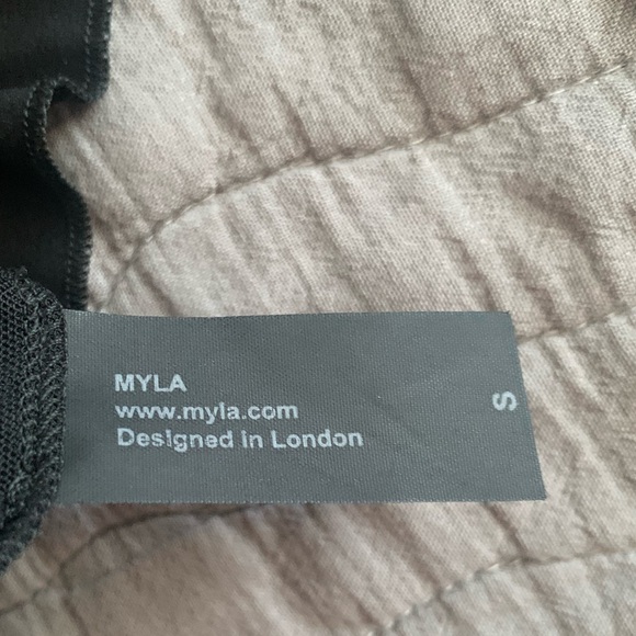 Myla black satin bow and mesh babydoll with matching thong. - Picture 11 of 12